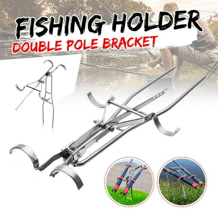 Adjustable Dual Pole Rod Stand Holder Bracket Rack Fishing Tackle Support Tool